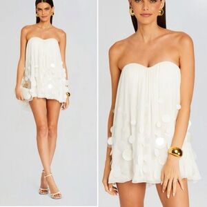 NWT Retrofete Sherry Embellished Bridal Mini Strapless Pailette Sequin Dress